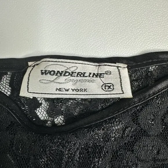Vintage 90s Wonderline Lingerie Womens NY Black Sheer Lace Cami Tank Size Medium - Picture 5 of 6